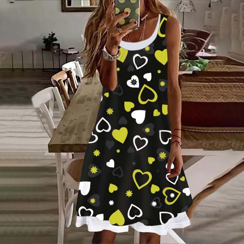 Women New Loose Vintage Ruffles Casual Dress Summer Printed Party Beach Dresses fake two pieces heart print
Women New Loose Vintage Ruffles Casual Dress Summer Printed Party Beach Dresses fake two pieces heart print
