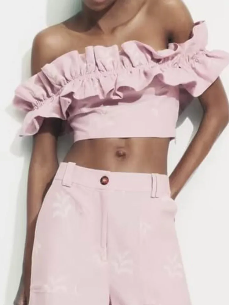 Женский топ с каскадными оборками Kumsvag, однотонный льняной топ с цветочной вышивкой и открытыми плечами, на лето, 2023 
Женский топ с каскадными оборками Kumsvag, однотонный льняной топ с цветочной вышивкой и открытыми плечами, на лето, 2023