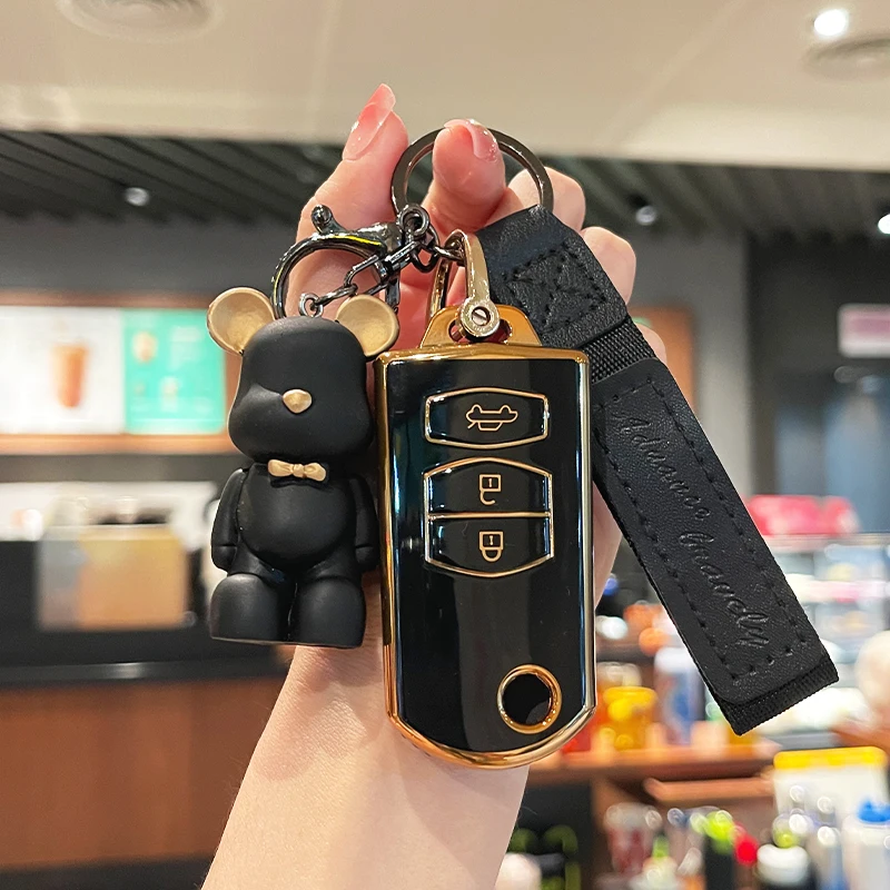 3 Button TPU Car Key Case Cover For Mazda 3 5 6 Series M6 RX8 MX5 With Bear Keychain Flip Key Protector Fob Bag Accessories
3 Button TPU Car Key Case Cover For Mazda 3 5 6 Series M6 RX8 MX5 With Bear Keychain Flip Key Protector Fob Bag Accessories