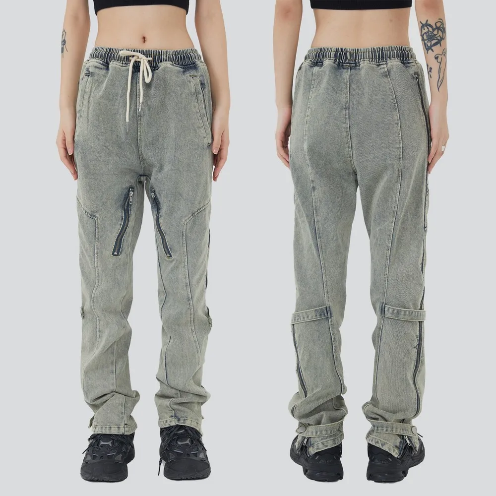 Elastic Waist Wash Wide Leg Women's Pants Jeans y2k Distressed Zipper Drawstring Female Clothing Streetwear Women Spring Trendy
Elastic Waist Wash Wide Leg Women's Pants Jeans y2k Distressed Zipper Drawstring Female Clothing Streetwear Women Spring Trendy