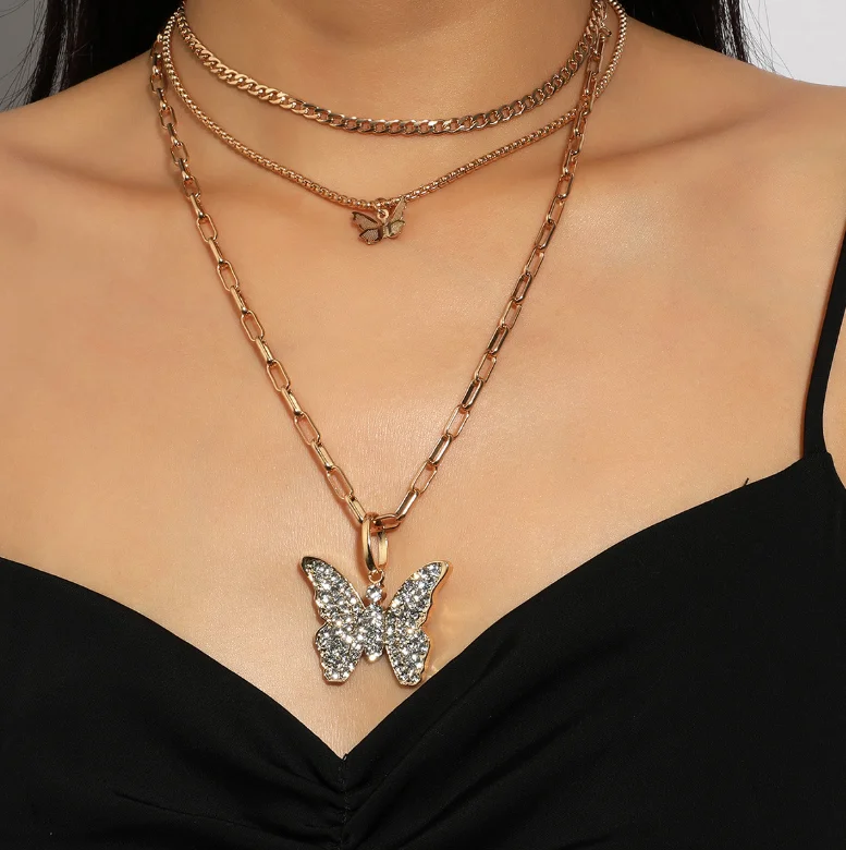 New Design Bling Crystal Tennis Chain Choker Multilayer Necklace Women Gold Silver Color Butterfly Pendant Necklace Party Gifts
New Design Bling Crystal Tennis Chain Choker Multilayer Necklace Women Gold Silver Color Butterfly Pendant Necklace Party Gifts