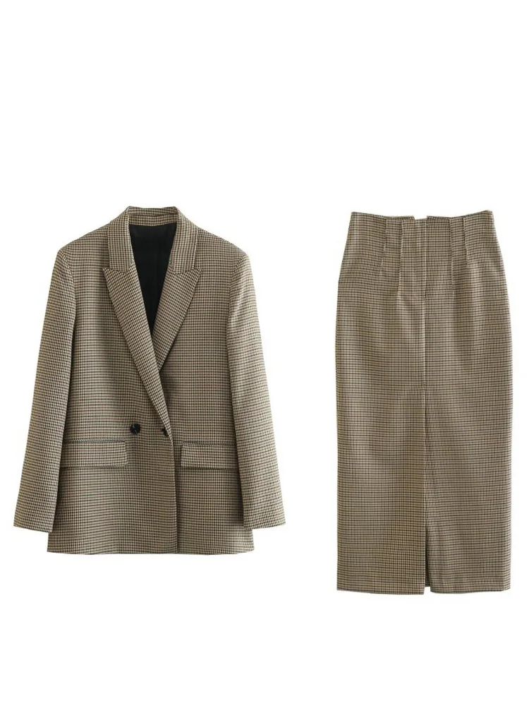 2022 Autumn Women Skirt Suits 2 piece sets Casual Plaid Loose Blazers Coats and Skirt Female Elegant OL Suit Clothing
2022 Autumn Women Skirt Suits 2 piece sets Casual Plaid Loose Blazers Coats and Skirt Female Elegant OL Suit Clothing