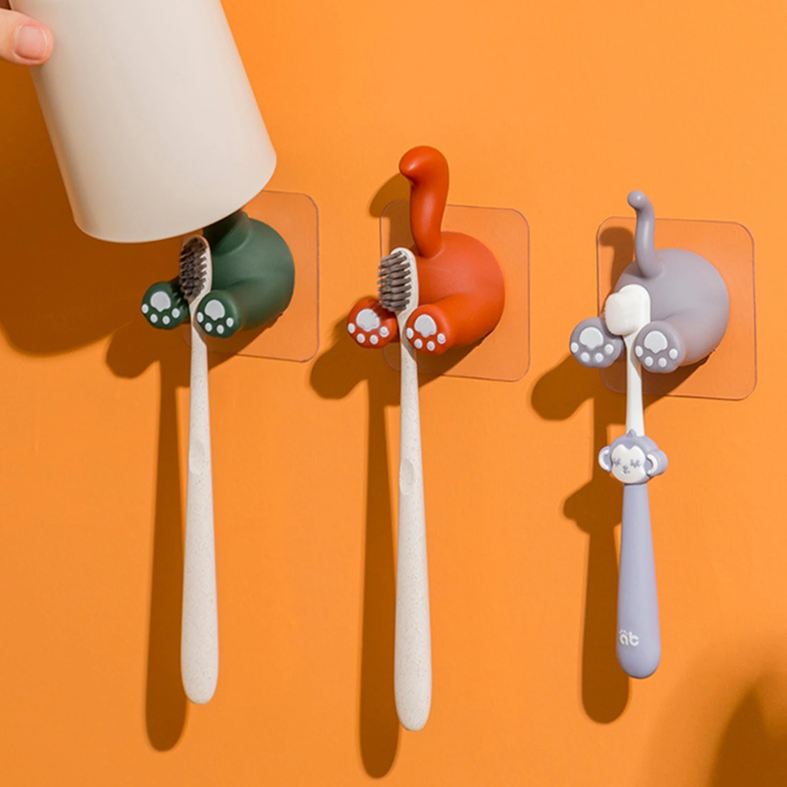 Cute Animal Tail Toothbrush Holder Non-marking Stickers Suction Wall Hook Bathroom Single Punching Free Hook Door Accessories
Cute Animal Tail Toothbrush Holder Non-marking Stickers Suction Wall Hook Bathroom Single Punching Free Hook Door Accessories