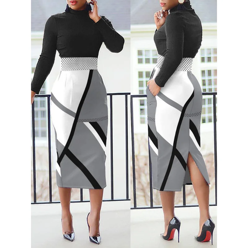 Autumn Winter 2022 Casual Office Lady Midi Dresses Women Bodycon Long Dress Long Sleeve O-neck Print Elegant Slim Penclil Dress
Autumn Winter 2022 Casual Office Lady Midi Dresses Women Bodycon Long Dress Long Sleeve O-neck Print Elegant Slim Penclil Dress