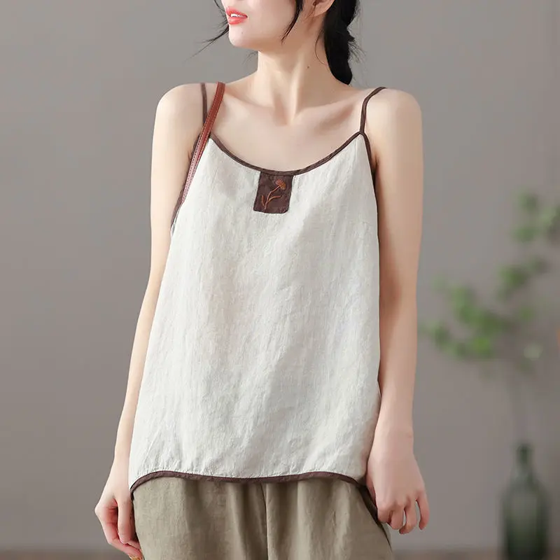 Summer Thin Cotton Linen Women Vest Embroidered Sleeveless Bottom Strap Tops Womens Clothes
Summer Thin Cotton Linen Women Vest Embroidered Sleeveless Bottom Strap Tops Womens Clothes