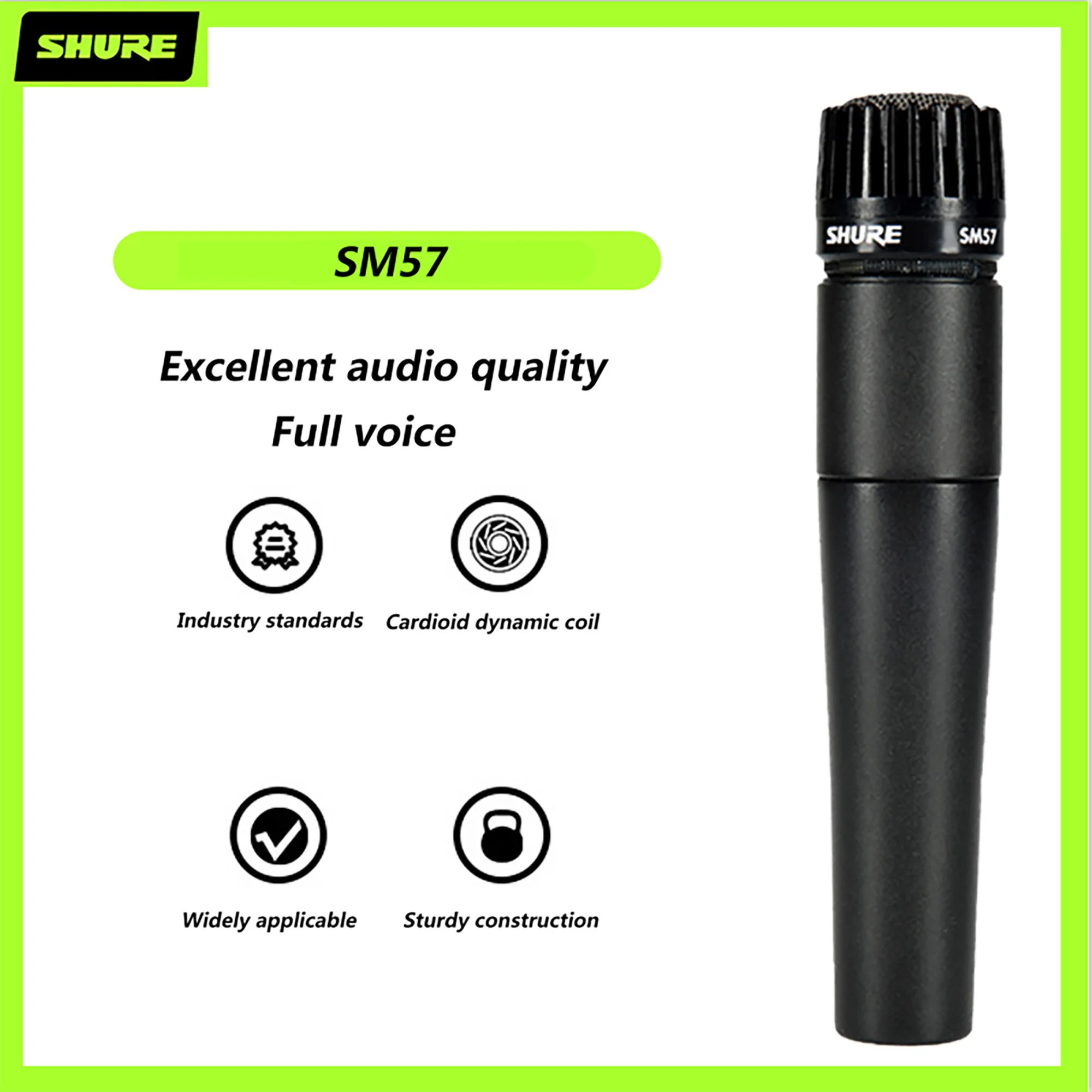 Shure SM57-LC Dynamic Instrument Microphone Professional Stage Recording Microphone
Shure SM57-LC Dynamic Instrument Microphone Professional Stage Recording Microphone