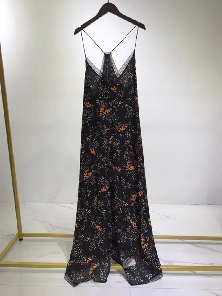 Sexy Spliced Lace Black Orange Floral Graphic Print Women Suspenders Dress V-Neck Lady Long Robe Femme 2022 vestidos
Sexy Spliced Lace Black Orange Floral Graphic Print Women Suspenders Dress V-Neck Lady Long Robe Femme 2022 vestidos