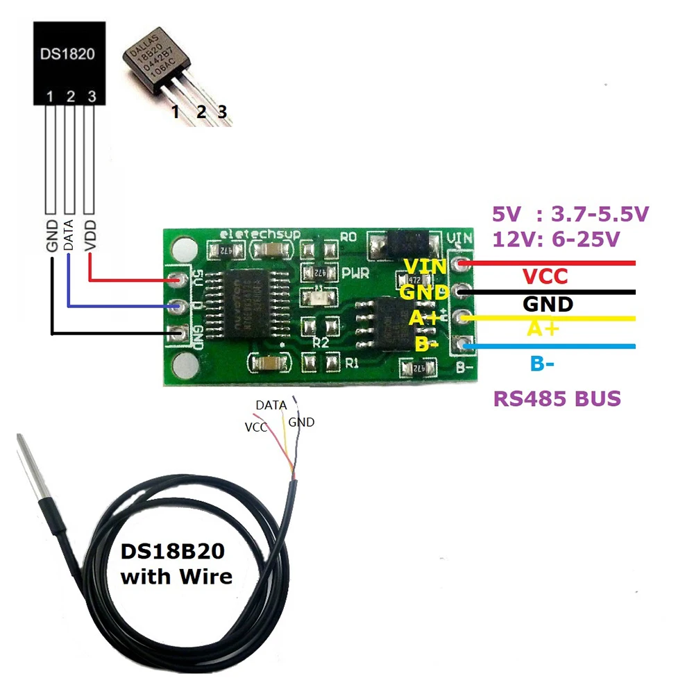 DS18B20 RS485 TTL232 TTL Com UART Temperature Acquisition Sensor Modbus RTU Serial Port Remote Acquisition for Arduiuo PC PLC
DS18B20 RS485 TTL232 TTL Com UART Temperature Acquisition Sensor Modbus RTU Serial Port Remote Acquisition for Arduiuo PC PLC