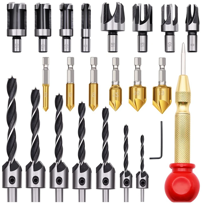 23Pcs Woodworking Chamfer Drilling Tool Set They Can Be Used To Drill Holes In Wood Fiberboard
23Pcs Woodworking Chamfer Drilling Tool Set They Can Be Used To Drill Holes In Wood Fiberboard