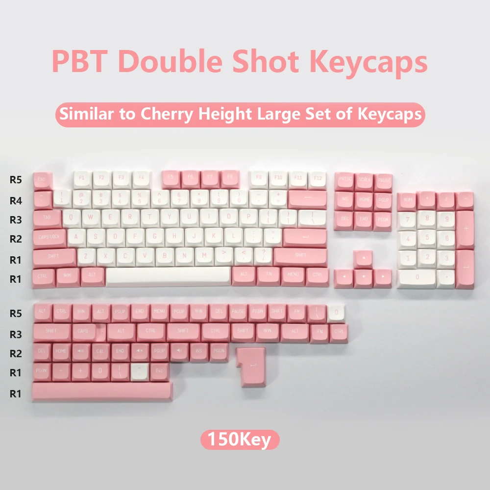

Колпачки для механической клавиатуры 150 клавиш PBT Double Shot, похожие на Cherry CSA Profile, для Mx Switch GK68, с раскладкой ISO 6.25U 7U Space