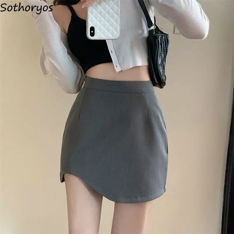 Pure Skirts Women Design Asymmetrical Elegant All-match Trendy Korean Style Simple Mini Retro Basic Summer Faldas Ladies Empire 
Pure Skirts Women Design Asymmetrical Elegant All-match Trendy Korean Style Simple Mini Retro Basic Summer Faldas Ladies Empire
