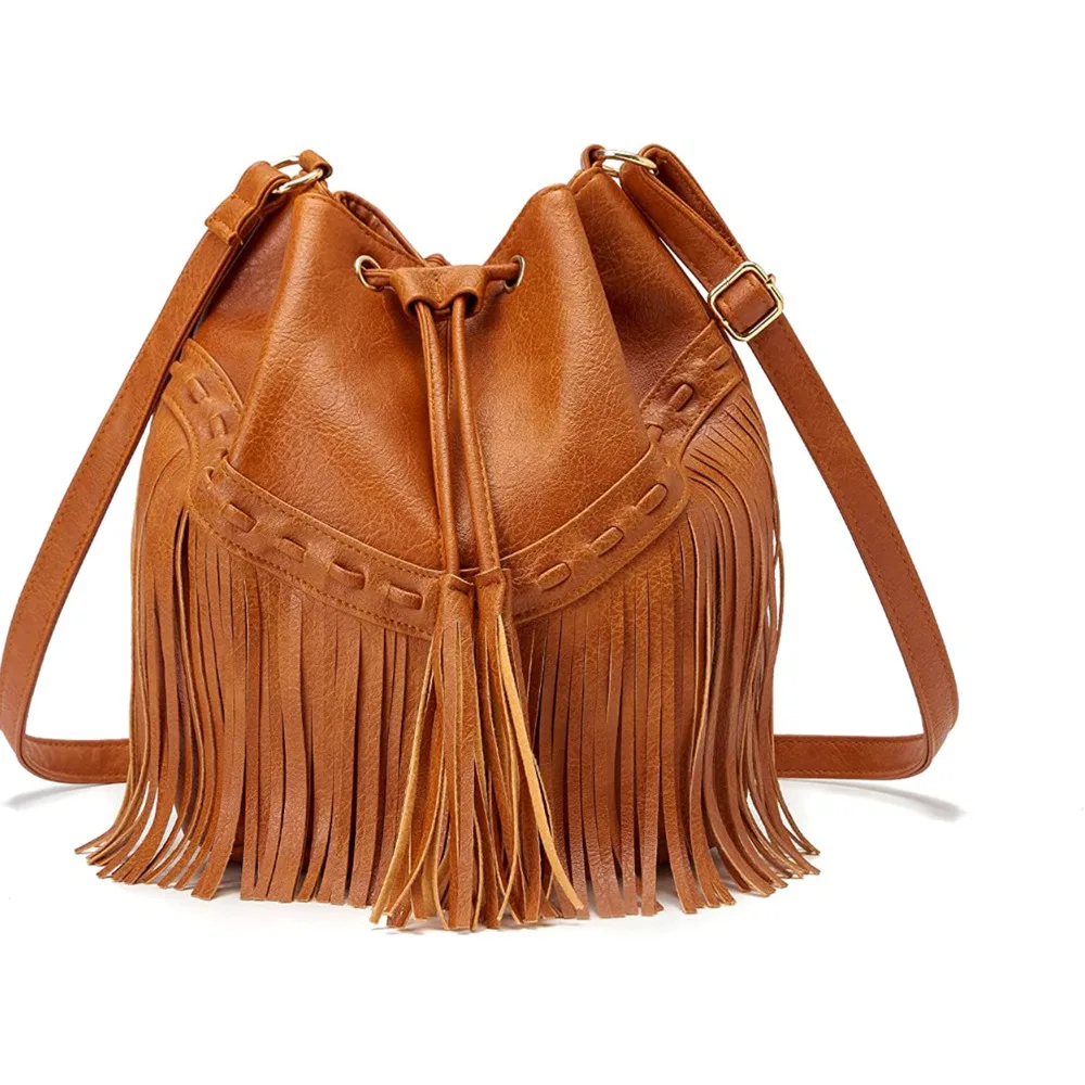 Leather Bucket Bags for Women Crossbody Purses with Drawstring Ladies Tassel Hobo and Shoulder Handbags
Leather Bucket Bags for Women Crossbody Purses with Drawstring Ladies Tassel Hobo and Shoulder Handbags