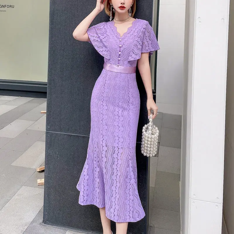 2022 Spring And Summer Women Lace Dress New Long Temperament Goddess Fan Sexy Purple Black
2022 Spring And Summer Women Lace Dress New Long Temperament Goddess Fan Sexy Purple Black