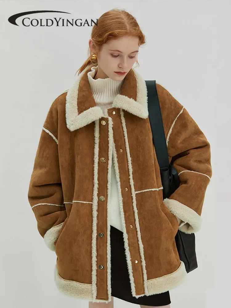 Fashion Jacket Women's Plush and Lamb's Winter Fur One-piece Jacket Coat Wool Thickened Locomotive Lapel Female Top Chic Outwear
Fashion Jacket Women's Plush and Lamb's Winter Fur One-piece Jacket Coat Wool Thickened Locomotive Lapel Female Top Chic Outwear