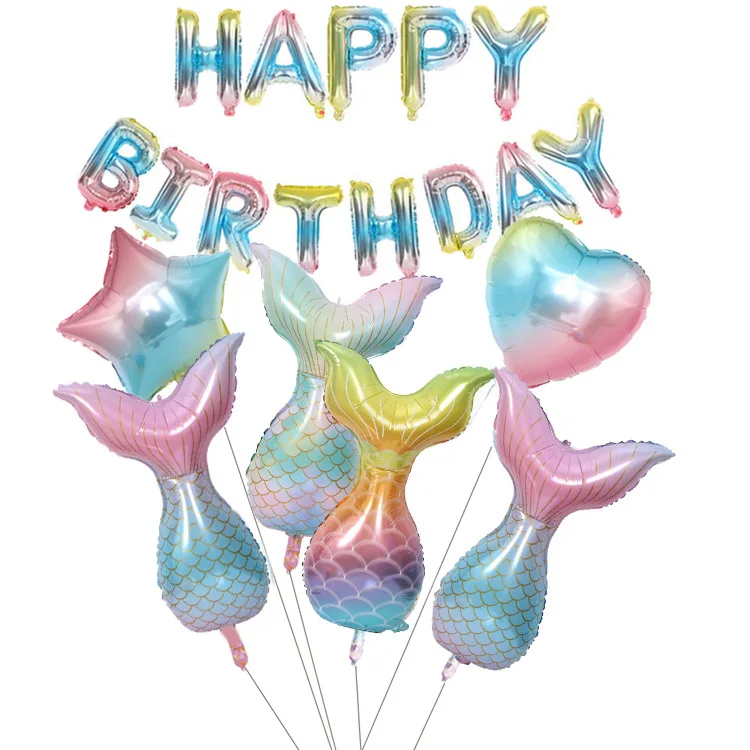 Summer holiday Happy Birthday Balloon sets Gradient Ocean color Mermaid design Girls princess kids DIY birthday decoration gift
Summer holiday Happy Birthday Balloon sets Gradient Ocean color Mermaid design Girls princess kids DIY birthday decoration gift