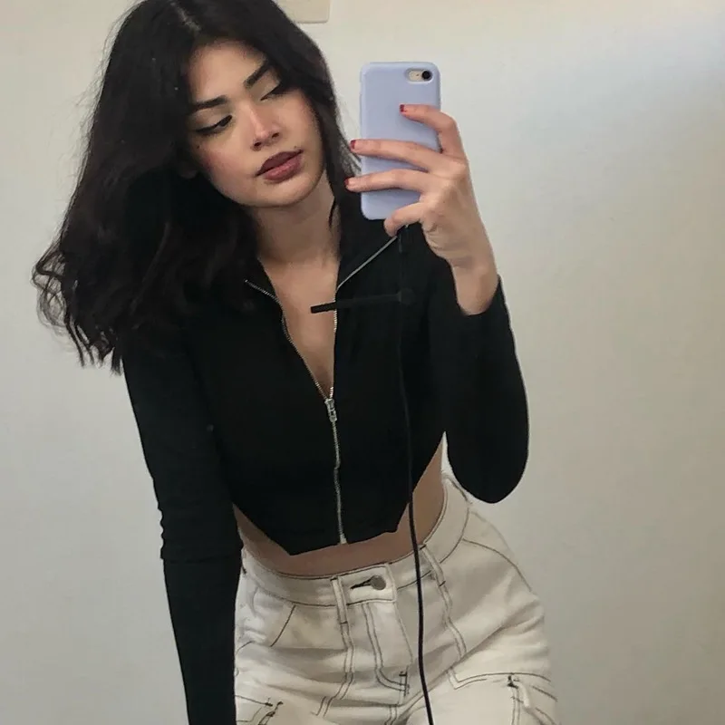 2022 Knitted t shirt Women Tops y2k Sexy Tee Zip Up Long Sleeve Fairy Grunge Spring Streetwear 90s Aesthetics Top New Fashion
2022 Knitted t shirt Women Tops y2k Sexy Tee Zip Up Long Sleeve Fairy Grunge Spring Streetwear 90s Aesthetics Top New Fashion