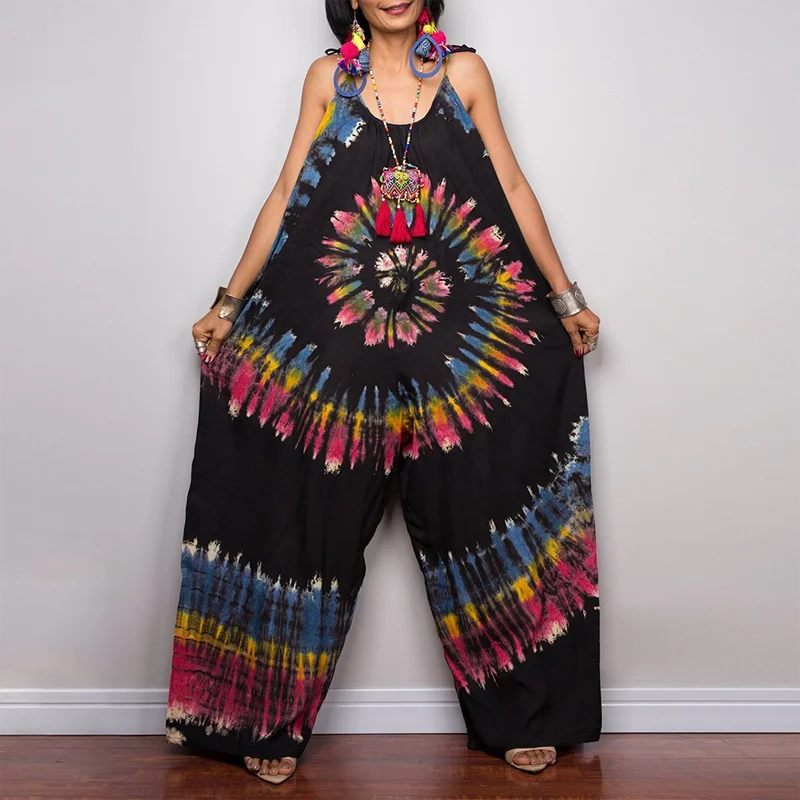 Fashion Tie Dye Jumpsuit Women Wide Leg Jumpsuits Summer Ladies Sleeveless Sling Jumpsuit Female Casual Print Loose Rompers
Fashion Tie Dye Jumpsuit Women Wide Leg Jumpsuits Summer Ladies Sleeveless Sling Jumpsuit Female Casual Print Loose Rompers