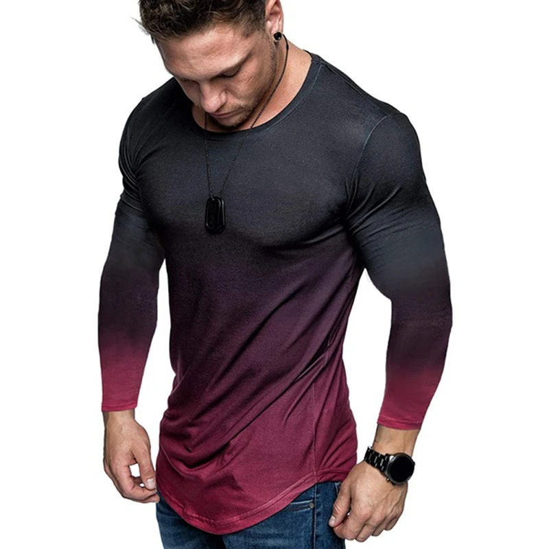 Men Slim Casual Fit Gradient Color Long Sleeve T Shirt Blouse Fashion Gyms T Shirt Men Fitness Breathes Tees Tops
Men Slim Casual Fit Gradient Color Long Sleeve T Shirt Blouse Fashion Gyms T Shirt Men Fitness Breathes Tees Tops
