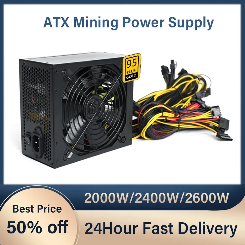 

BTC Mining Power Supply Source 2000W 2400W 2600W PSU 110V-240V ATX Support 8 GPU Graphics Display Cards For ETH Bitcoin Miner