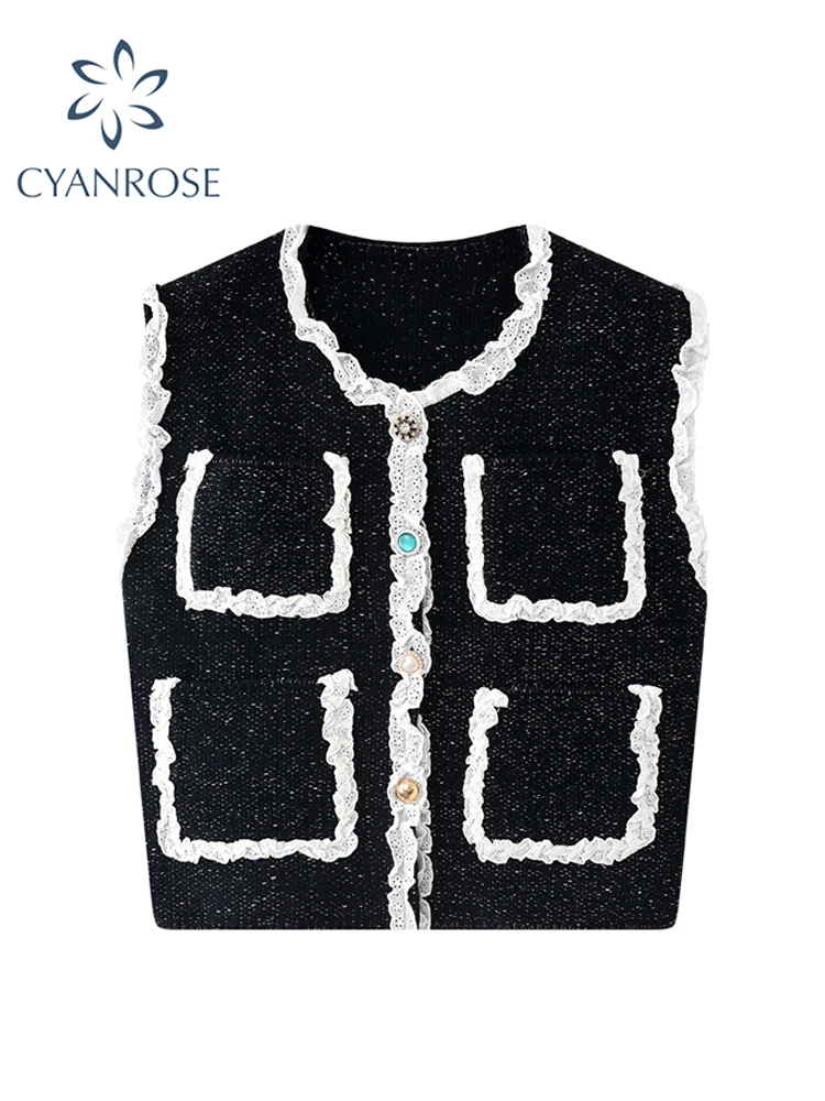 Women's Black Gothic Cardigan Knitted Sweater Fashion Ladies Loose Sleeveless Knit Sweater Korean Y2K Vintage Jumper Top Clothes
Women's Black Gothic Cardigan Knitted Sweater Fashion Ladies Loose Sleeveless Knit Sweater Korean Y2K Vintage Jumper Top Clothes