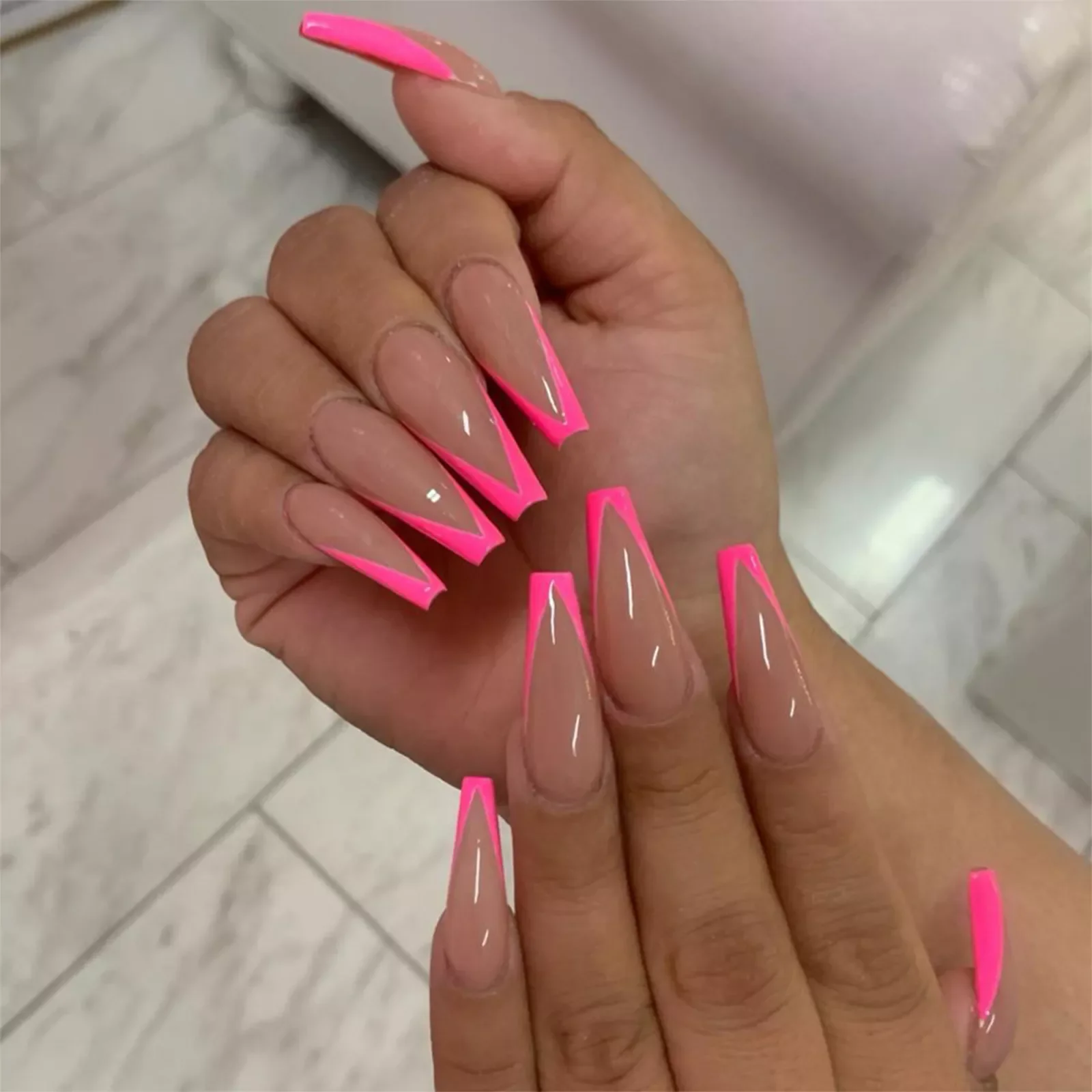NEW IN Nude Pink Long French Fake Nails Extra Rhinestone Decal Bride Wedding Ballerina Coffin Nail Decoration Tips Press on Nail
NEW IN Nude Pink Long French Fake Nails Extra Rhinestone Decal Bride Wedding Ballerina Coffin Nail Decoration Tips Press on Nail