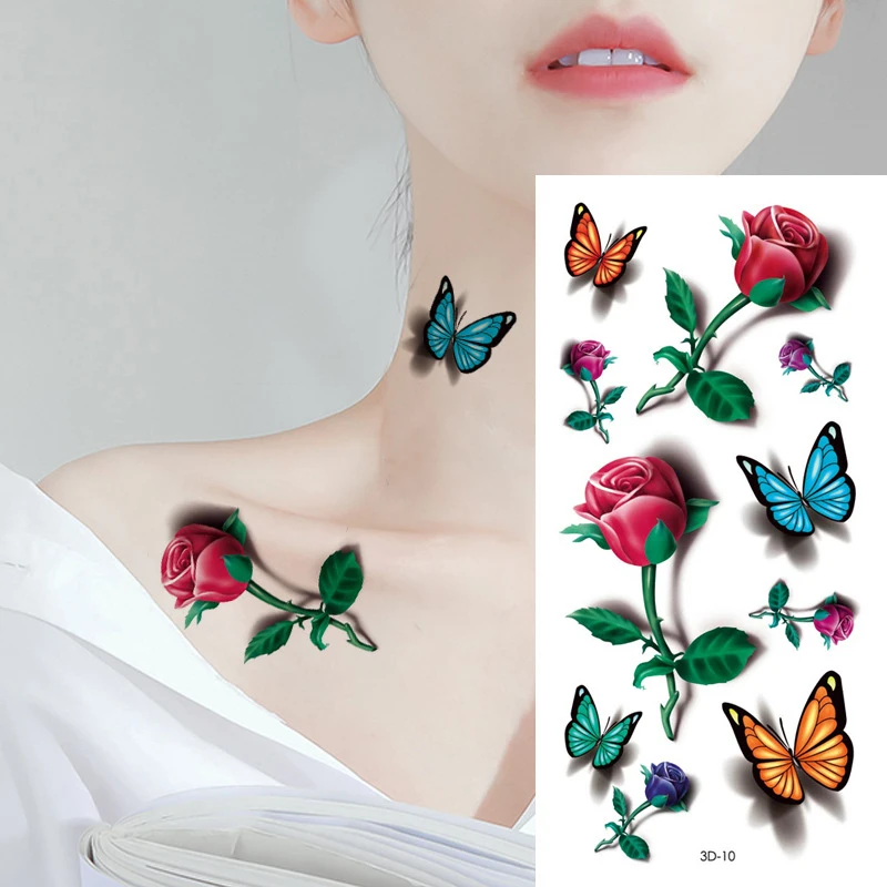 Sexy Waterproof Temporary Tattoo Sticker for Women Girl 3D Rose Flowers Butterfly Art Tatoo Flash Tatto Fake Tattoo Sticker
Sexy Waterproof Temporary Tattoo Sticker for Women Girl 3D Rose Flowers Butterfly Art Tatoo Flash Tatto Fake Tattoo Sticker