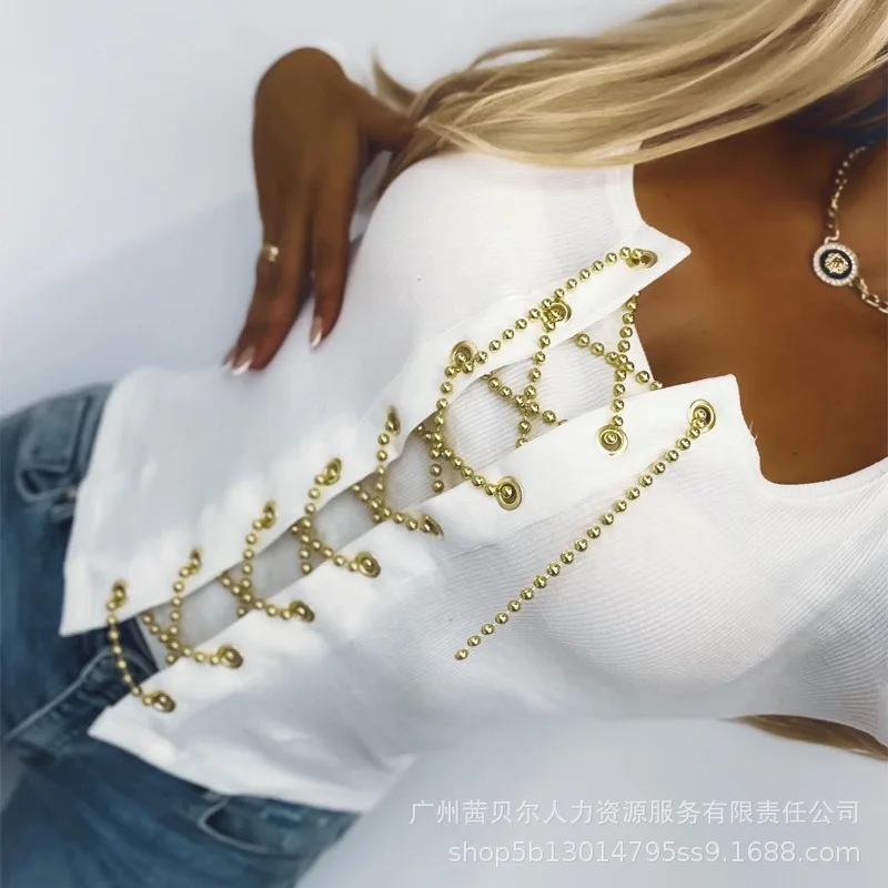 2023 Spring Autumn New Women's Clothing Chain Strap Tight Top Casual Everyday Fashion All-Matching
2023 Spring Autumn New Women's Clothing Chain Strap Tight Top Casual Everyday Fashion All-Matching