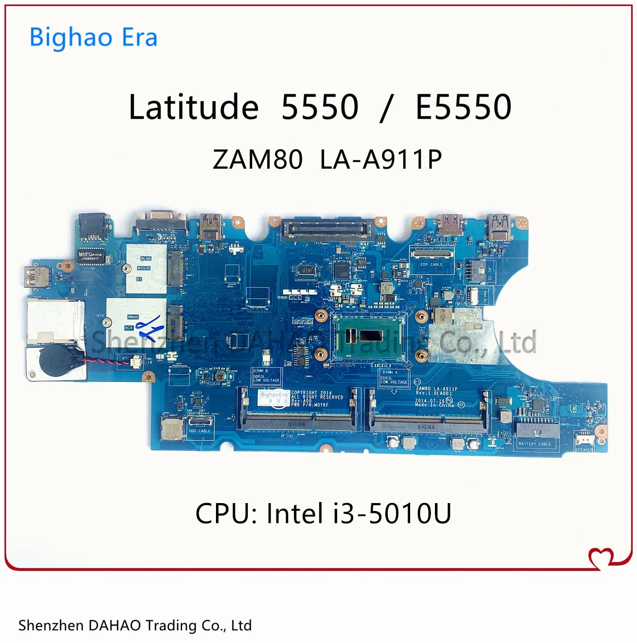 ZAM80 LA-A911P For DELL Latitude 15 5550 E5550 Laptop Motherboard With SR23Z I3-5010U DDR3L CN-0H89GR 0CWF06 100% Fully Tested
ZAM80 LA-A911P For DELL Latitude 15 5550 E5550 Laptop Motherboard With SR23Z I3-5010U DDR3L CN-0H89GR 0CWF06 100% Fully Tested