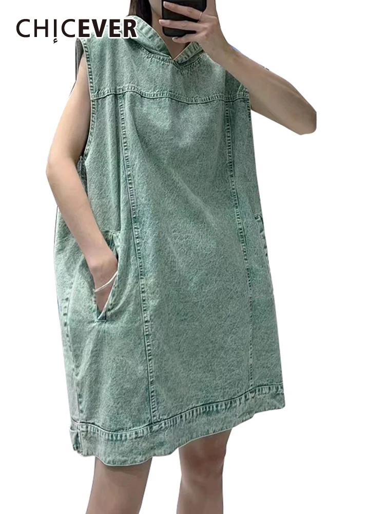 CHICEVER Streetwear Denim Sweatershirts For Women Hooded Collar Short Sleeve Loose Pullover Summer Long Sweatershirt Female 2023
CHICEVER Streetwear Denim Sweatershirts For Women Hooded Collar Short Sleeve Loose Pullover Summer Long Sweatershirt Female 2023
