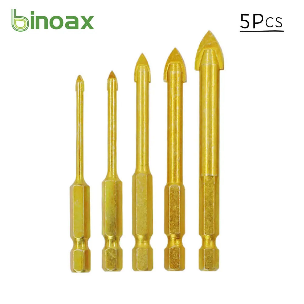 Binoax 5Pcs Glass Drill Bits Set Titanium Coated Power Tools Accessories 1/4" Hex Shank 3/4/6/8/10mm
Binoax 5Pcs Glass Drill Bits Set Titanium Coated Power Tools Accessories 1/4" Hex Shank 3/4/6/8/10mm
