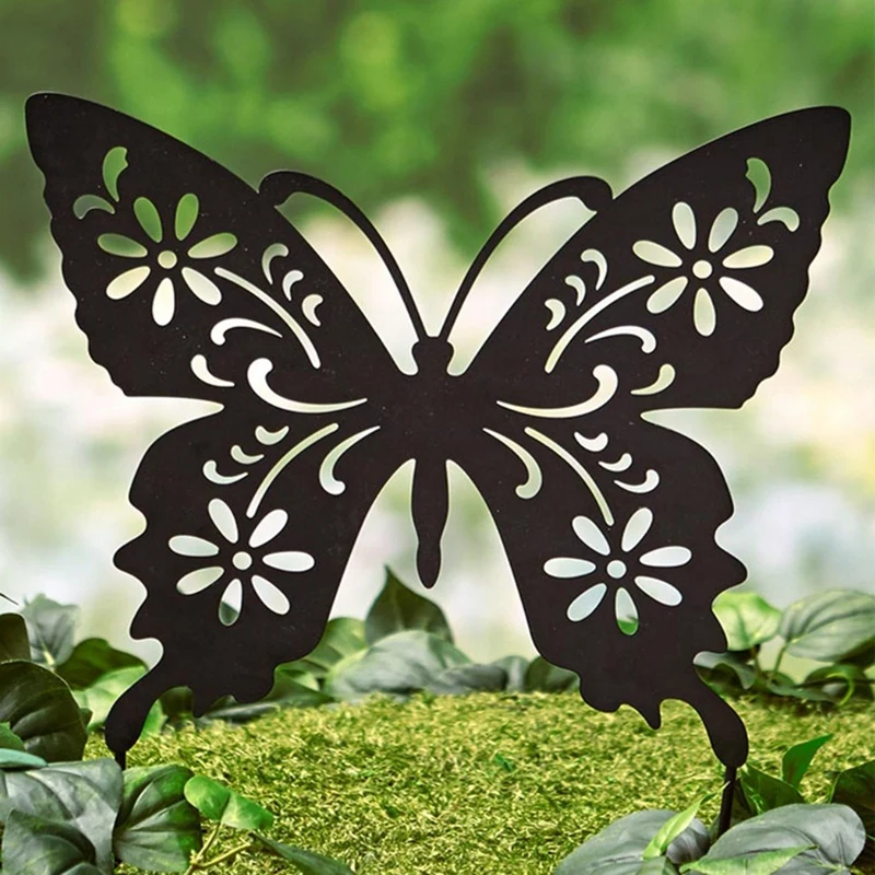 

Силуэт бабочки садовая стойка акриловая черная бабочка цветочные вырезы двор искусство газон открытый патио домашний сад Декор