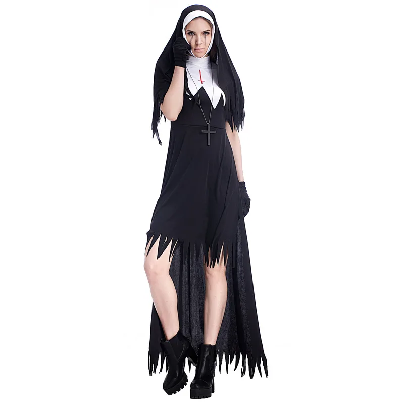 2022 Halloween Evil Spirit Demon Nun Sister Costume Women's Black Scary Evil Cross Terror Zombie Nun Cosplay Fancy Dress
2022 Halloween Evil Spirit Demon Nun Sister Costume Women's Black Scary Evil Cross Terror Zombie Nun Cosplay Fancy Dress
