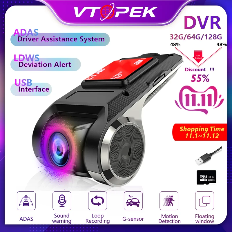 Vtopek ADAS CAR DVR Logger for Android Multimedia Car Player Advanced Camera,G Sensor,Loop Recording,Motion Detection, USB dvr
Vtopek ADAS CAR DVR Logger for Android Multimedia Car Player Advanced Camera,G Sensor,Loop Recording,Motion Detection, USB dvr