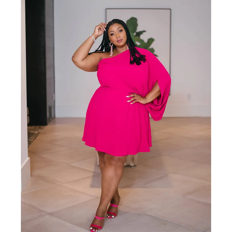 Summer Plus Size Dress Women Black Plain One Shoulder Puff Sleeve a Line Robe Femme Vestiods Mini Dresses 2022 New Party Club
Summer Plus Size Dress Women Black Plain One Shoulder Puff Sleeve a Line Robe Femme Vestiods Mini Dresses 2022 New Party Club