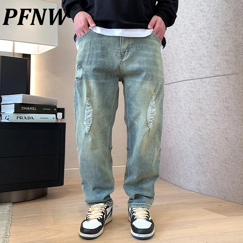 PFNW Spring Autumn New Men's Jeans High Street Vintage Style Zipper Pockets Fashion Straight Tide Loose Denim Trousers 28A0361
PFNW Spring Autumn New Men's Jeans High Street Vintage Style Zipper Pockets Fashion Straight Tide Loose Denim Trousers 28A0361
