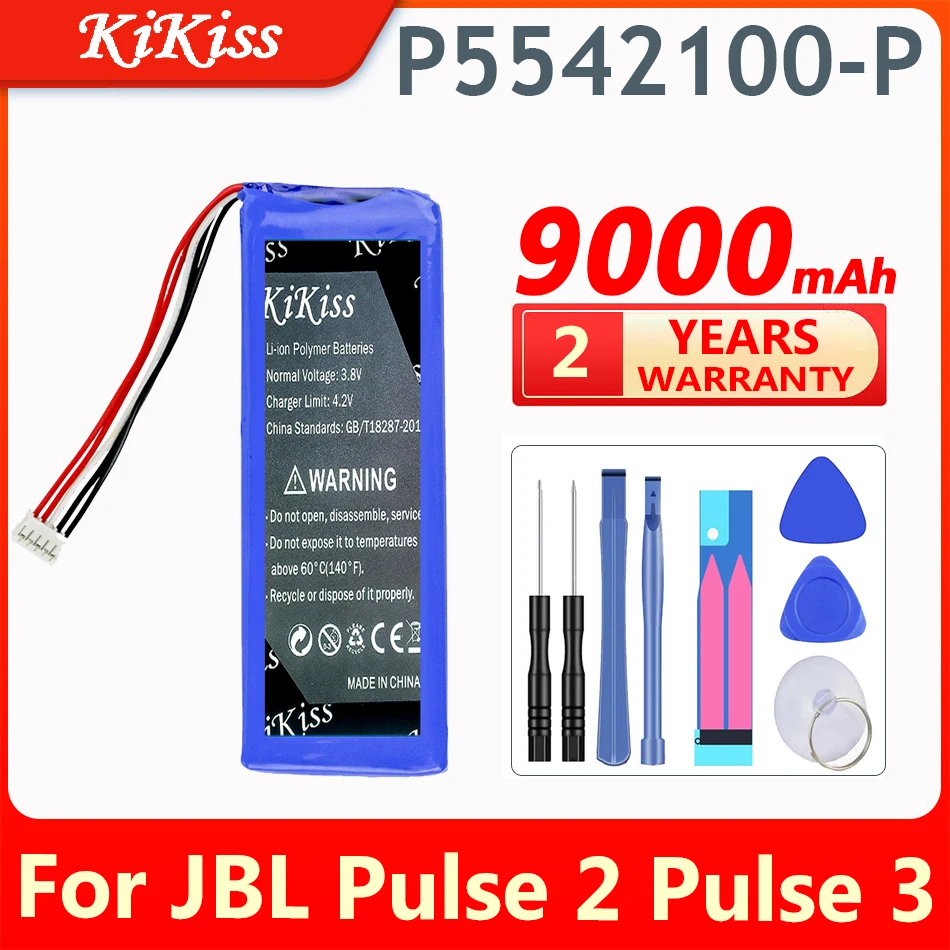 Аккумулятор KiKiss P5542100-P большой емкости 9000 мАч для JBL Pulse2 Pulse3 Pulse 2 Pulse 3, внешний динамик 
Аккумулятор KiKiss P5542100-P большой емкости 9000 мАч для JBL Pulse2 Pulse3 Pulse 2 Pulse 3, внешний динамик