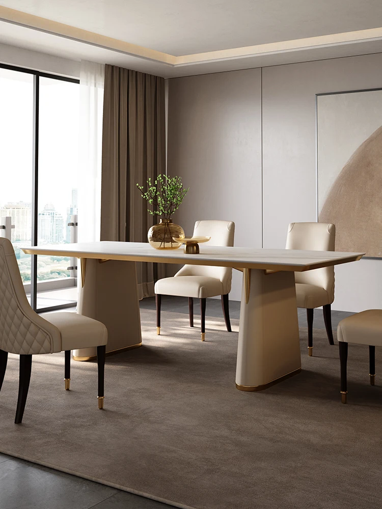 Luxurious slate dining table and chair combination simple designer metal rectangular dining table modern luxury
Luxurious slate dining table and chair combination simple designer metal rectangular dining table modern luxury