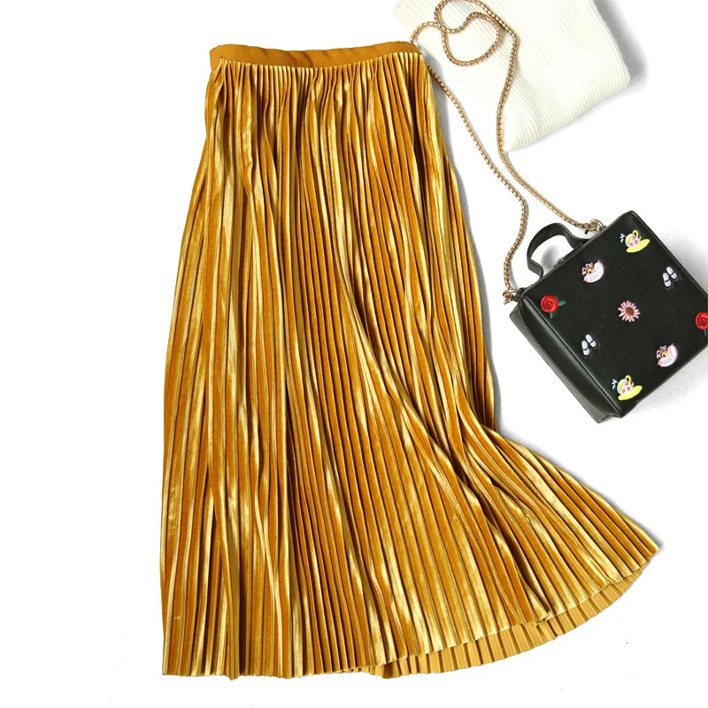 ZOJ High Quality Pleated skirt for women 2022 spring summer short skirt 2022 new fashion a-line gold velvet skirt female K220
ZOJ High Quality Pleated skirt for women 2022 spring summer short skirt 2022 new fashion a-line gold velvet skirt female K220