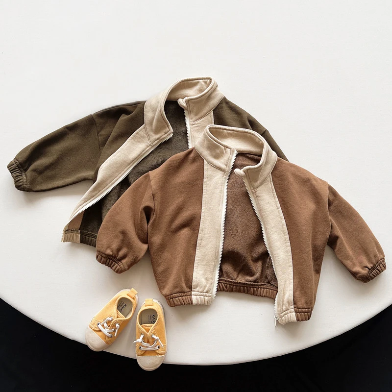 Spring Autumn Children Jackets Patchwork Contrast Color Stand Collar Boys Girls Outerwear Vintage Japan Style Kids Cardigans 
Spring Autumn Children Jackets Patchwork Contrast Color Stand Collar Boys Girls Outerwear Vintage Japan Style Kids Cardigans