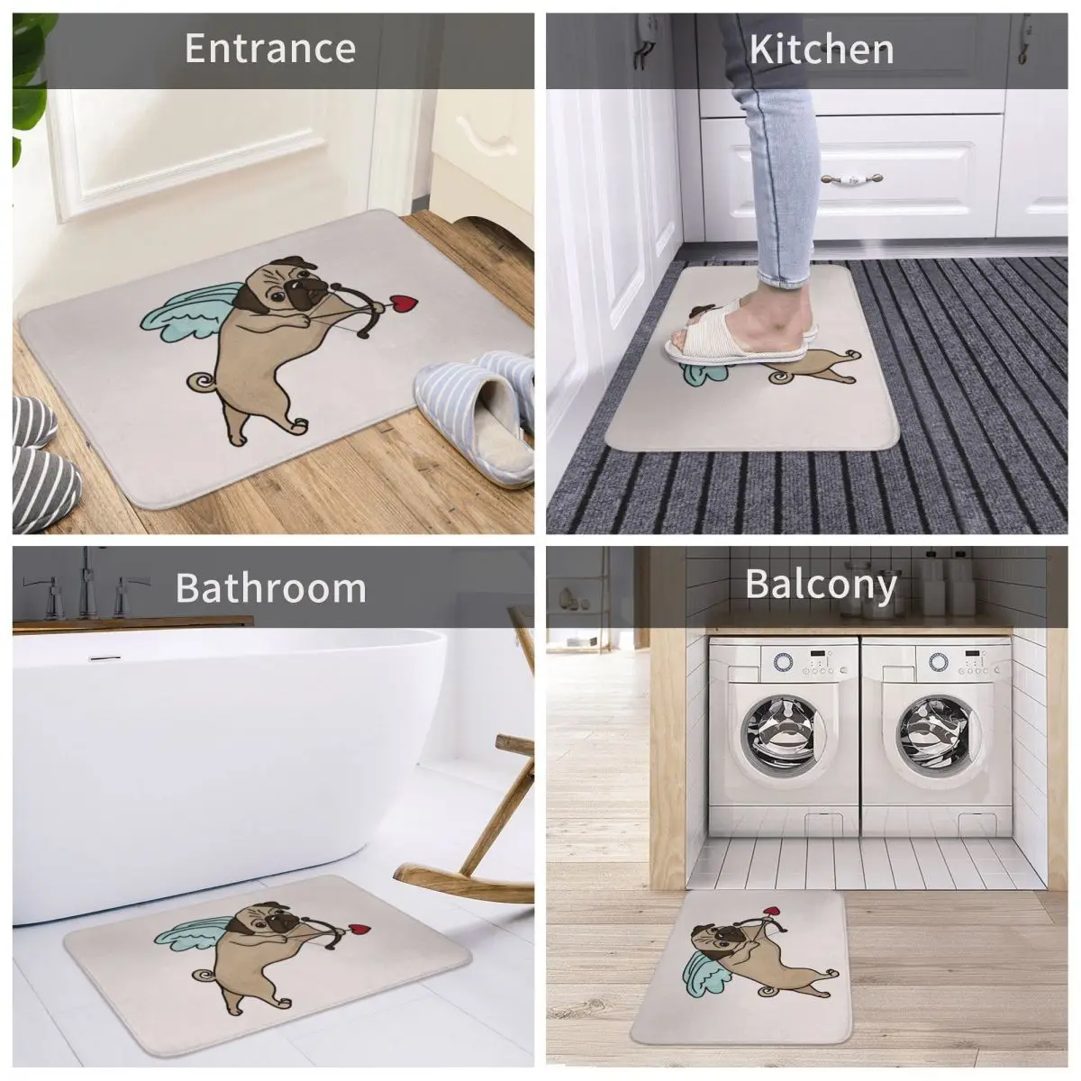 Cupid Pug Bath Door Mat Dog Animal Cute Rug Carpet Decor Entrance Living Room Home Kitchen Bathroom Removal Equipment
Cupid Pug Bath Door Mat Dog Animal Cute Rug Carpet Decor Entrance Living Room Home Kitchen Bathroom Removal Equipment