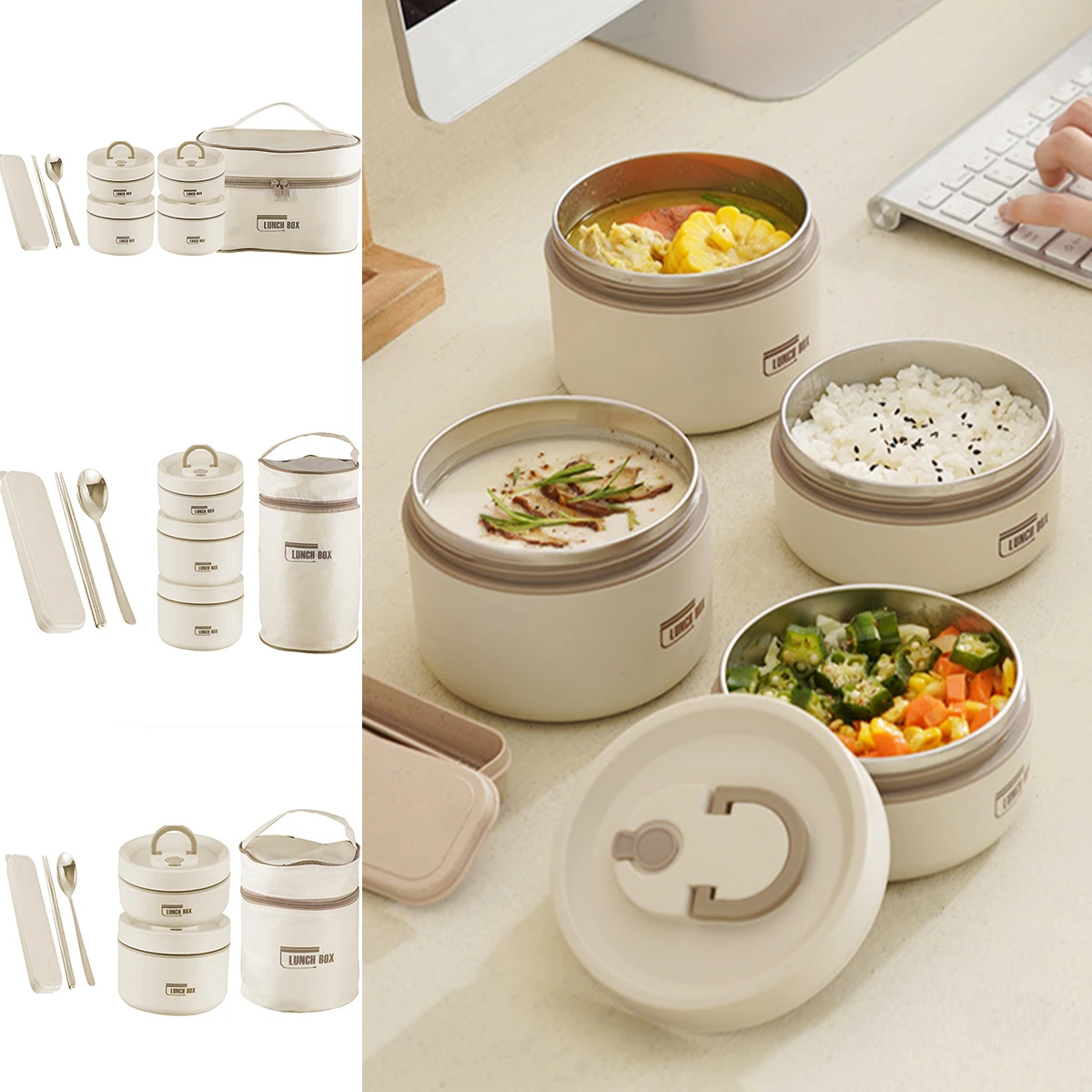 2/3/4Pcs Thermal Lunch Box Portable Leakproof Lunch Container Set Large Capacity Snack Box with Bag Spoon Chopsticks 304
2/3/4Pcs Thermal Lunch Box Portable Leakproof Lunch Container Set Large Capacity Snack Box with Bag Spoon Chopsticks 304