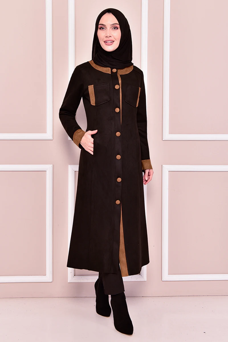 Suede Door Black İslamic Woman Jacket Muslim Turkish Veiled Clothes Women's Coats Women's Jackets Coat Abaya Cardigan KBR21344
Suede Door Black İslamic Woman Jacket Muslim Turkish Veiled Clothes Women's Coats Women's Jackets Coat Abaya Cardigan KBR21344