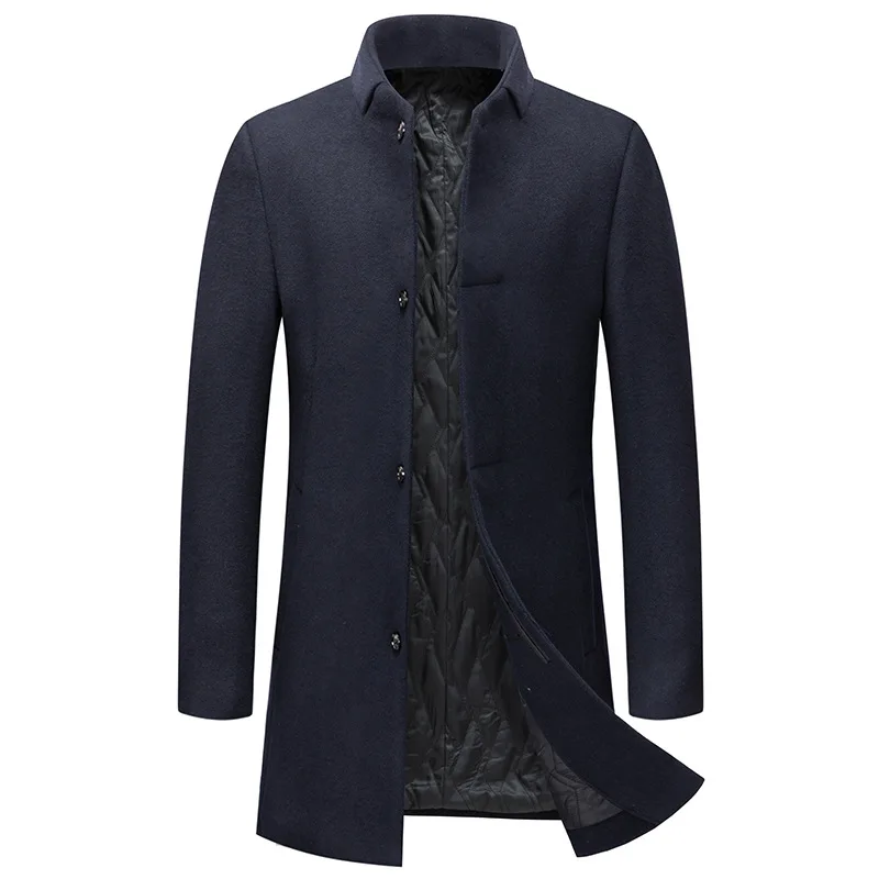 Autumn and winter new men's stand-up collar wool coat business inner with cotton woolen coat concealed placket jacket
Autumn and winter new men's stand-up collar wool coat business inner with cotton woolen coat concealed placket jacket