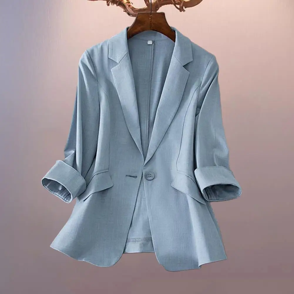 Women Suit Coat Blazer Solid Color Lapel Notch Collar Jacket OL Style Single Button Three Quarter Sleeves Formal Blazer
Women Suit Coat Blazer Solid Color Lapel Notch Collar Jacket OL Style Single Button Three Quarter Sleeves Formal Blazer