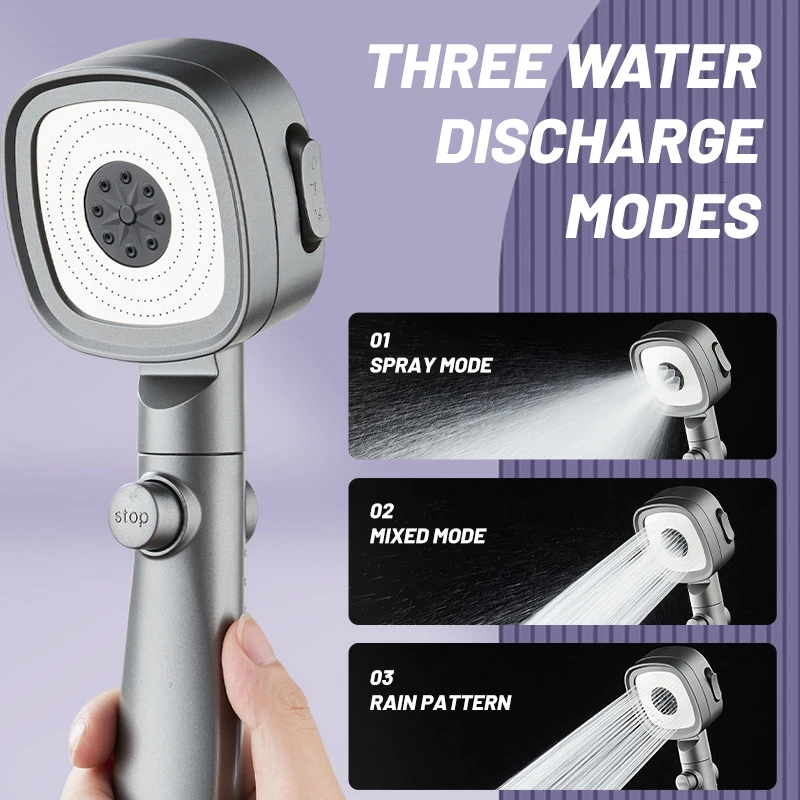 Square 3modes Black Shower Head Pressurize Strong Effluent One Click Water Stop Shower ABS Material Bathroom Accessories Sets
Square 3modes Black Shower Head Pressurize Strong Effluent One Click Water Stop Shower ABS Material Bathroom Accessories Sets