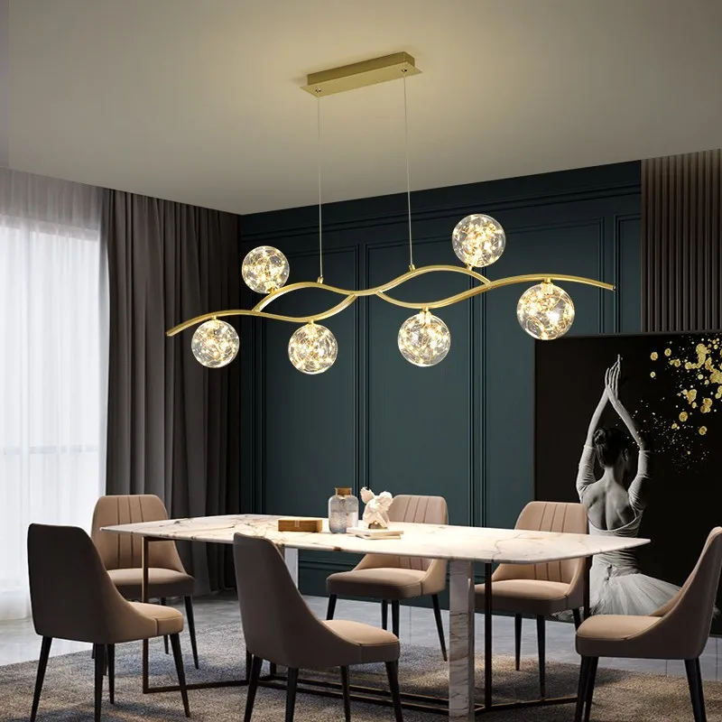 Modern LED Chandelier Dining Room Island Creative Glass Ball Pendant Lamp Kitchen Bar Restaurant Gypsophila Hanging Light Gold
Modern LED Chandelier Dining Room Island Creative Glass Ball Pendant Lamp Kitchen Bar Restaurant Gypsophila Hanging Light Gold