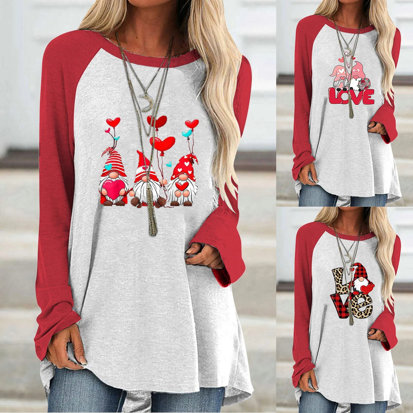 Women's Fashion Top Long Sleeve O-neck T-shirt Valentine's Day Print Loose Top Blouse Long Sleeve Shirts for Women
Women's Fashion Top Long Sleeve O-neck T-shirt Valentine's Day Print Loose Top Blouse Long Sleeve Shirts for Women