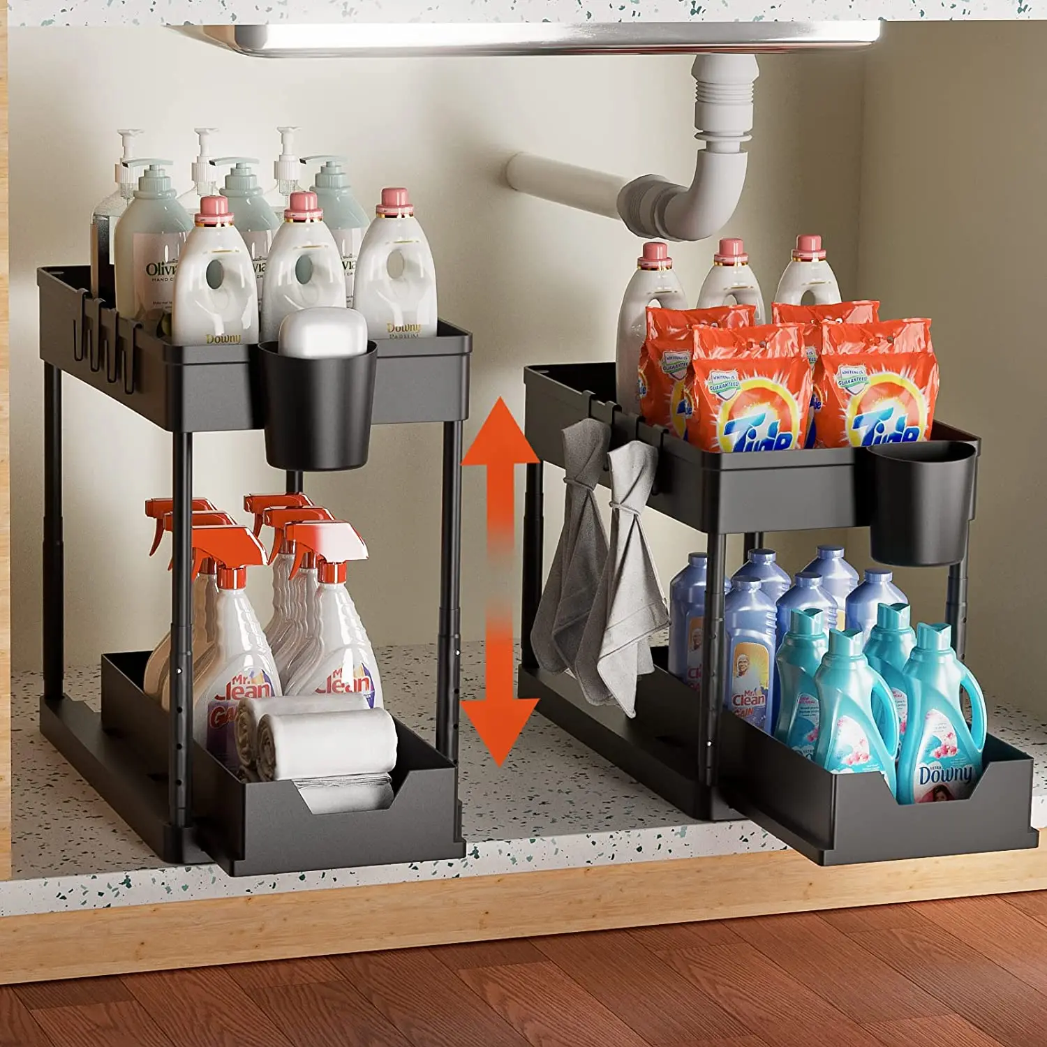 Hooks Sink 2 Storage Under Kitchen With Under Drawer Sink Organizer Adjustable Bathroom Cabinet Tier Storage Height Sliding Rack
Hooks Sink 2 Storage Under Kitchen With Under Drawer Sink Organizer Adjustable Bathroom Cabinet Tier Storage Height Sliding Rack