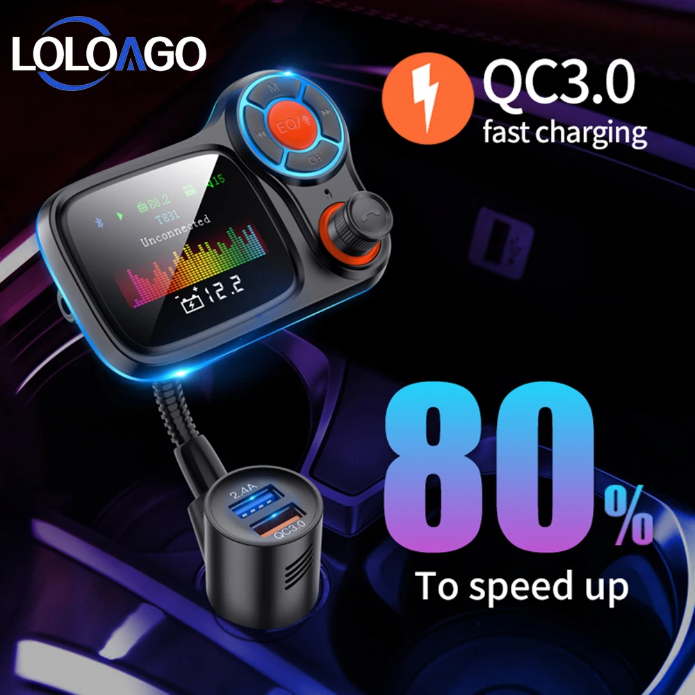Bluetooth 5.0 Car Kit Handsfree FM Transmitter AUX Audio Receiver Car MP3 Player QC3.0 Quick Charge with LED Light
Bluetooth 5.0 Car Kit Handsfree FM Transmitter AUX Audio Receiver Car MP3 Player QC3.0 Quick Charge with LED Light