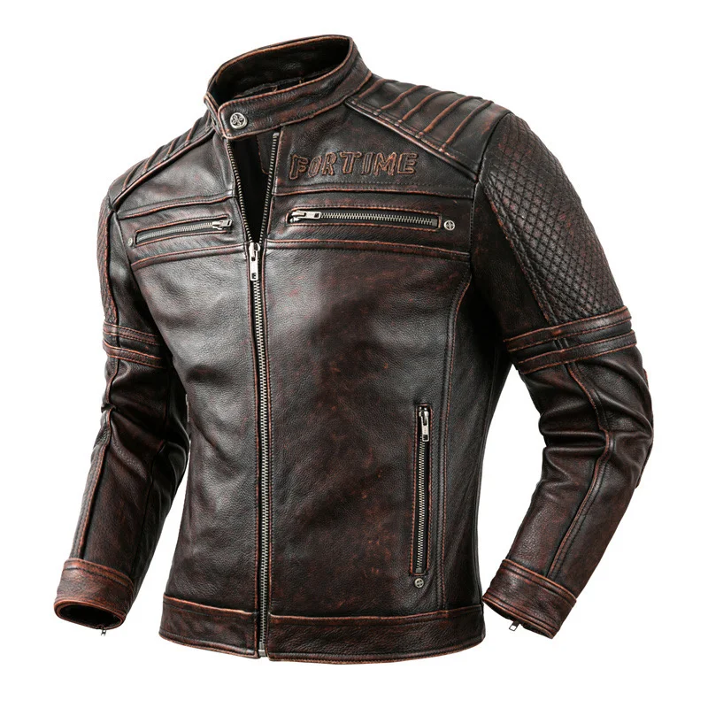High-Quality Top-Layer Cowhide Leather Jacket Men's Multi-Pocket Retro Vintage Slim-Fit Stand-Up Collar Motorcycle Jacket Trendy
High-Quality Top-Layer Cowhide Leather Jacket Men's Multi-Pocket Retro Vintage Slim-Fit Stand-Up Collar Motorcycle Jacket Trendy